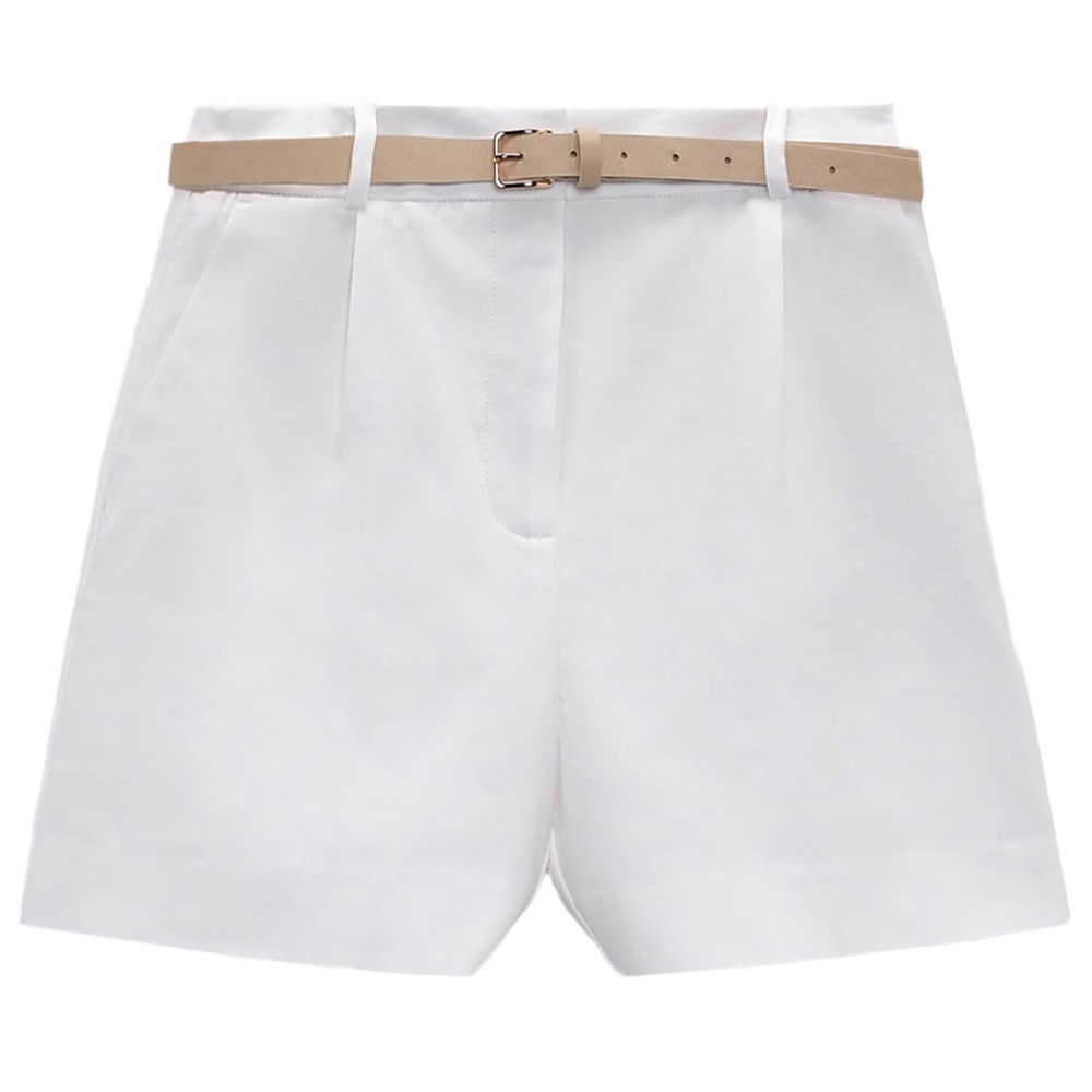 Zara Pleated White Shorts Size Small